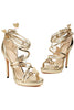 Load image into Gallery viewer, Women&#39;s Golden Metallic Strappy Stilletos Heels Sandals Shoes with Butterfly