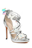 Load image into Gallery viewer, Women&#39;s Golden Metallic Strappy Stilletos Heels Sandals Shoes with Butterfly