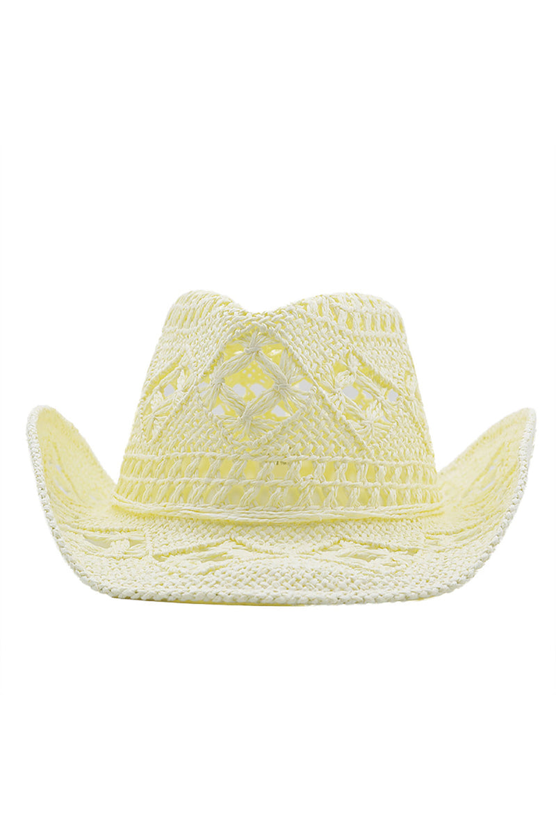 Load image into Gallery viewer, Apricot Knitting Western Cowboy Hat Straw Hat Hollow Out Sunhat