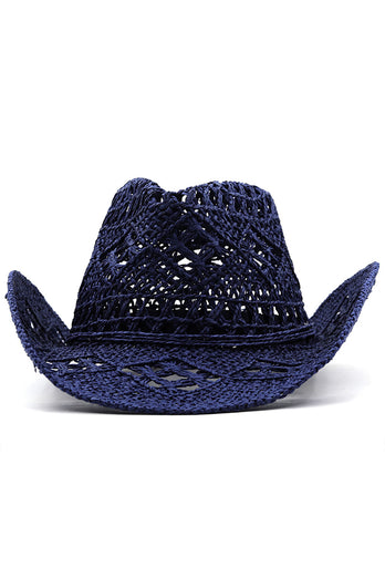 Apricot Knitting Western Cowboy Hat Straw Hat Hollow Out Sunhat