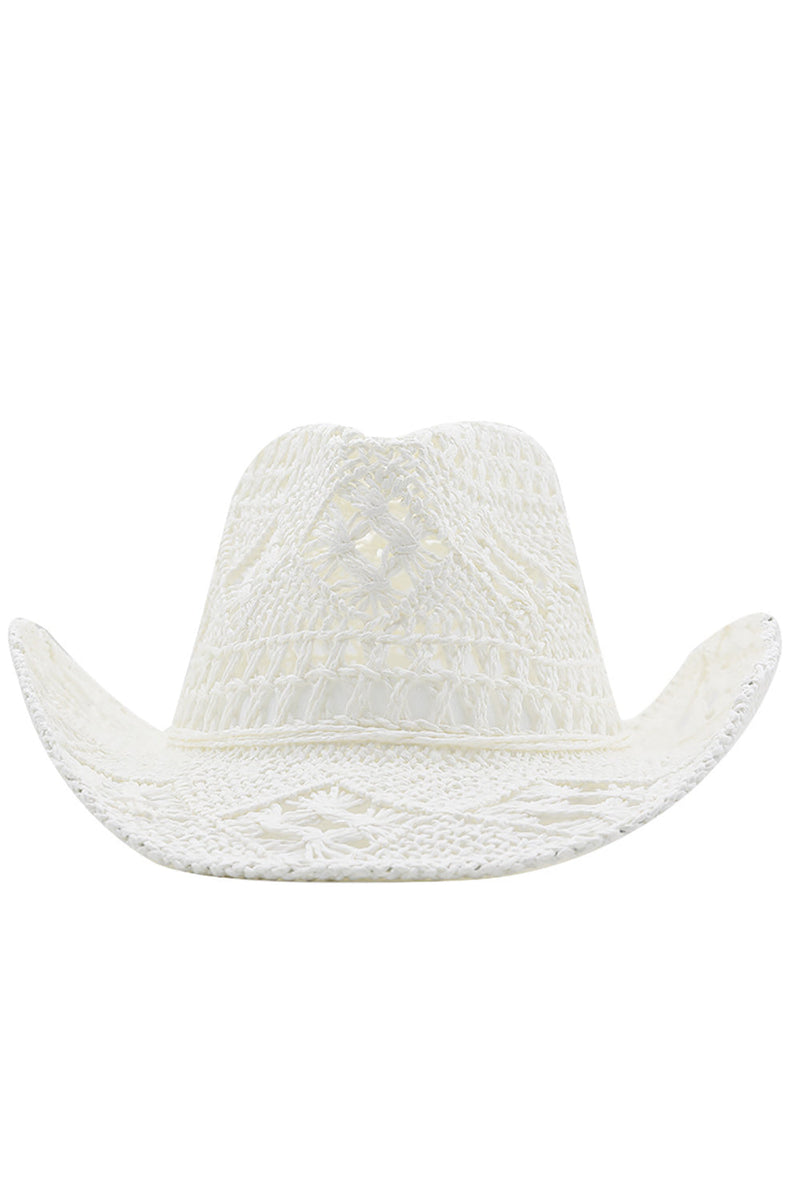 Load image into Gallery viewer, Apricot Knitting Western Cowboy Hat Straw Hat Hollow Out Sunhat