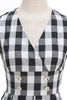 Load image into Gallery viewer, Black V Neck Plaid Vintage 1950s Dress