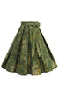 Load image into Gallery viewer, 1950s Army Green Floral Pleated Swing Skirt