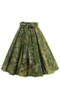 Load image into Gallery viewer, 1950s Army Green Floral Pleated Swing Skirt