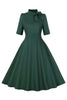 Load image into Gallery viewer, Dark Green Stand Collar Vintage 1950s Dress