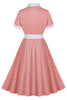 Load image into Gallery viewer, Blush Lapel Neck A Line Vintage 1950s Dress