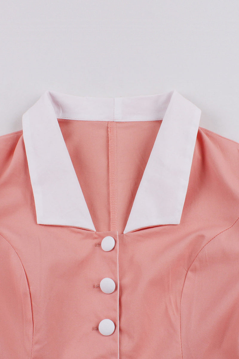 Load image into Gallery viewer, Blush Lapel Neck A Line Vintage 1950s Dress