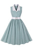 Load image into Gallery viewer, Green Plaid Sleeveless Lapel Swing 1950s Dress