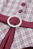 Load image into Gallery viewer, Purple Red Plaid Short Sleeves Swing 1950s Dress