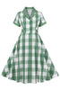 Load image into Gallery viewer, Plaid Green Short Sleeves Retro 1950s Dress with Bows