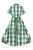 Load image into Gallery viewer, Plaid Green Short Sleeves Retro 1950s Dress with Bows