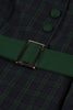 Load image into Gallery viewer, Navy Green Plaid Belted Swing 1950s Dress