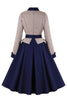 Load image into Gallery viewer, Navy Houndstooth Belted Long Sleeves 1950s Dress