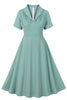 Load image into Gallery viewer, Green Ruffles Short Sleeves Retro 1950s Dress