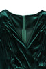 Load image into Gallery viewer, Dark Green Velvet V Neck Ruffled 1950s Dress