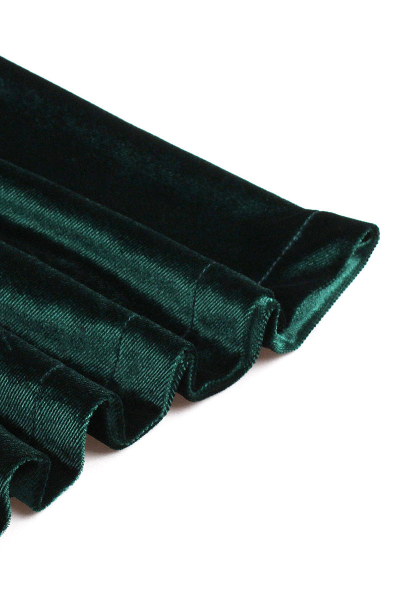 Load image into Gallery viewer, Dark Green Velvet V Neck Ruffled 1950s Dress