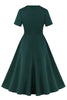 Load image into Gallery viewer, Dark Green Ruffled Short Sleeves 1950s Dress