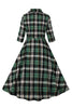 Load image into Gallery viewer, Green Plaid Ruffled 1950s Swing Dress