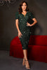 Load image into Gallery viewer, Sparkly Dark Green Tight Sequined Graduation Dress with Short Sleees