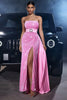 Load image into Gallery viewer, Sparkly Pink Mermaid Strapless Sequins Prom Dress with Slit