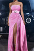 Load image into Gallery viewer, Sparkly Pink Mermaid Strapless Sequins Prom Dress with Slit