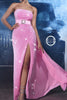 Load image into Gallery viewer, Sparkly Pink Mermaid Strapless Sequins Prom Dress with Slit