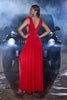 Load image into Gallery viewer, Red A Line V Neck Long Prom Dress with Slit