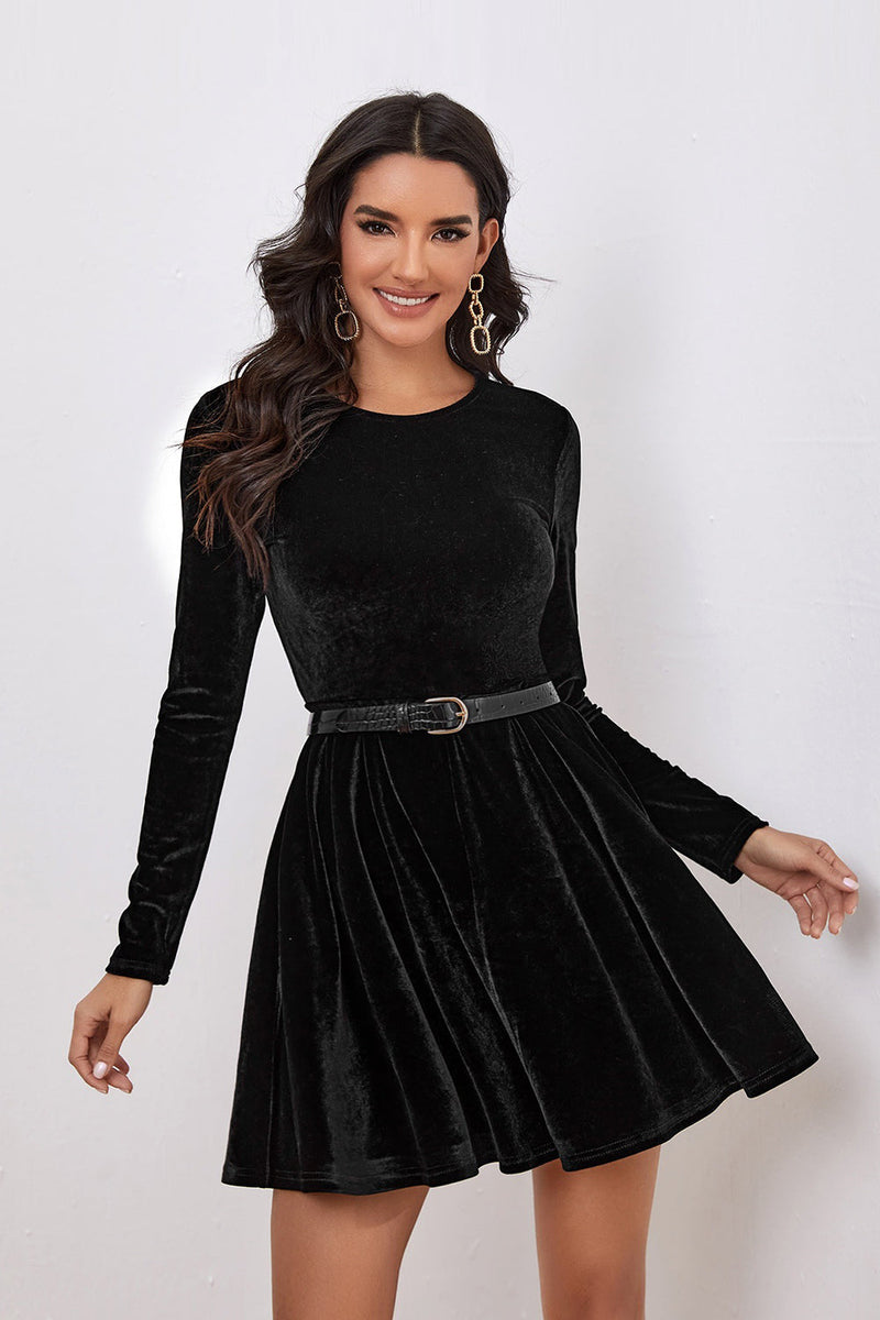 Load image into Gallery viewer, Black A Line Long Sleeves Graduation Dress