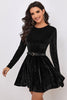 Load image into Gallery viewer, Black A Line Long Sleeves Graduation Dress