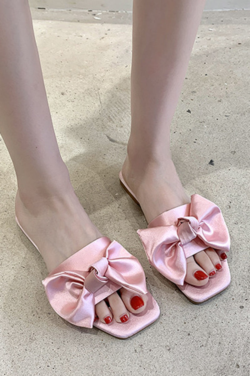 Load image into Gallery viewer, Women&#39;s Pink Slippers with Bowknot