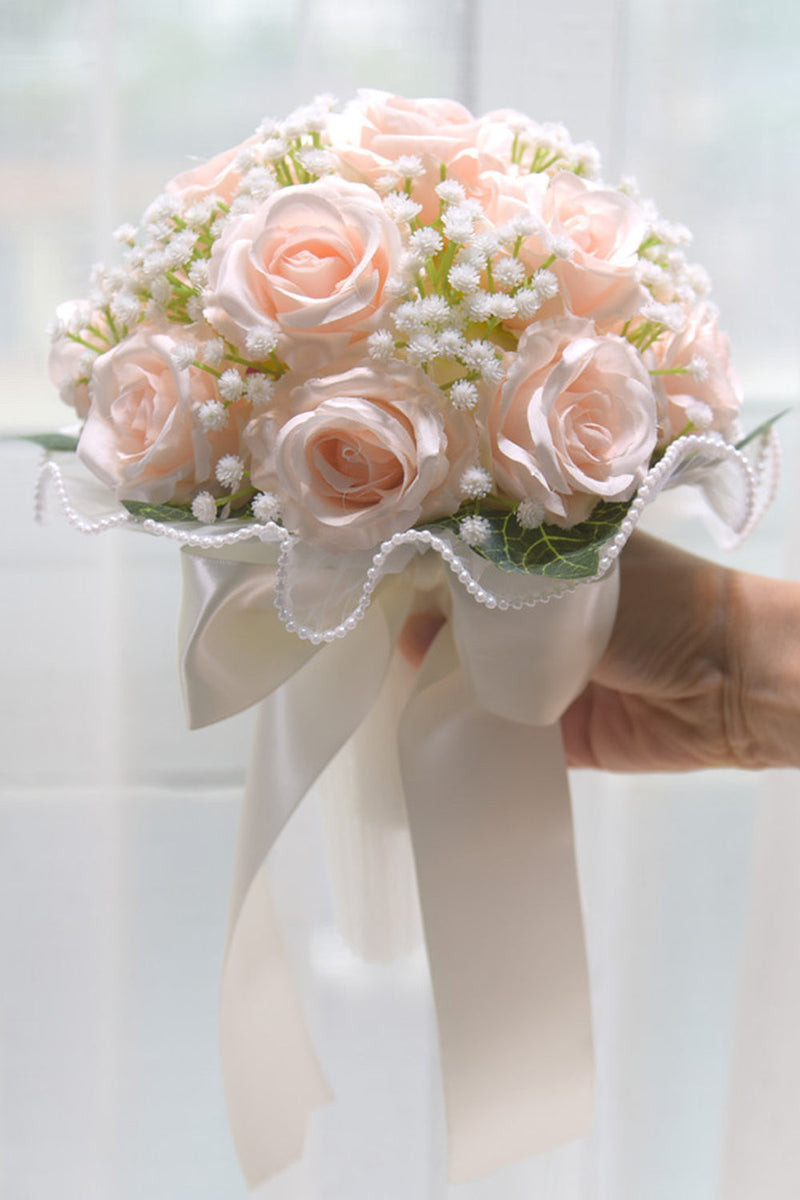 Load image into Gallery viewer, Pink Artificial Roses Bouquet for Wedding