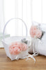 Load image into Gallery viewer, White Wedding Basket and Pillow Set with Pink Flower