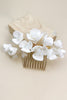 Load image into Gallery viewer, White Ceramic Flower Plate Hair Makeup Bridal Hair Comb