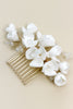 Load image into Gallery viewer, White Ceramic Flower Plate Hair Makeup Bridal Hair Comb