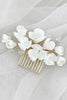 Load image into Gallery viewer, White Ceramic Flower Plate Hair Makeup Bridal Hair Comb