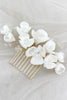 Load image into Gallery viewer, White Ceramic Flower Plate Hair Makeup Bridal Hair Comb