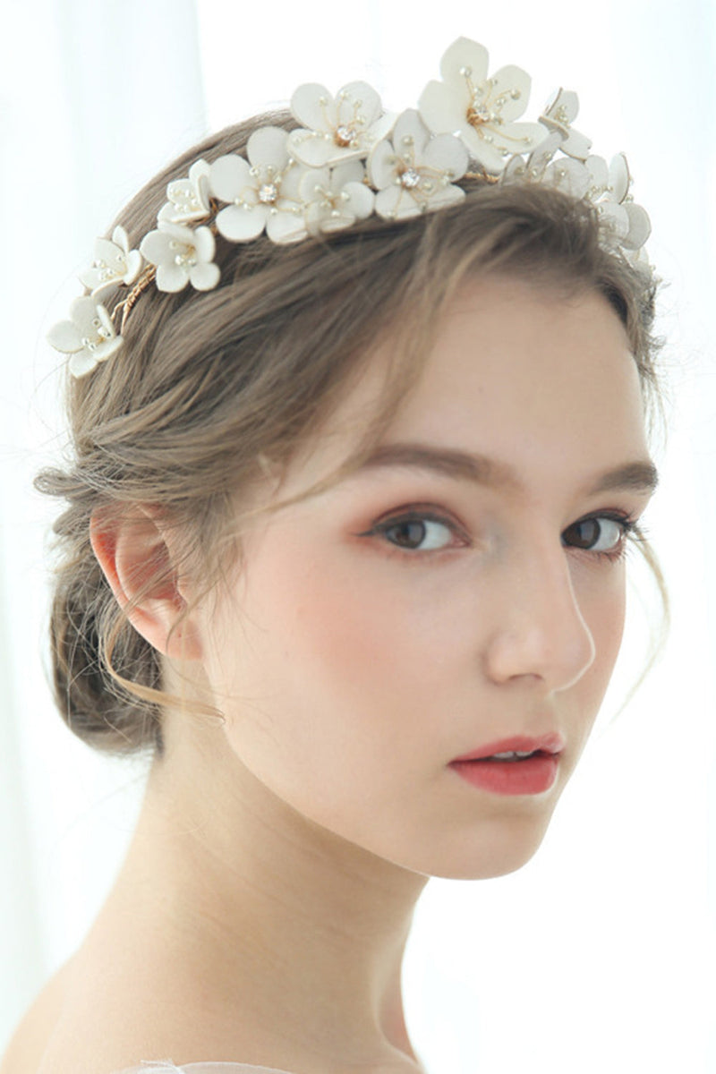 Load image into Gallery viewer, White Fairy Pearl Flower Bridal Headpiece