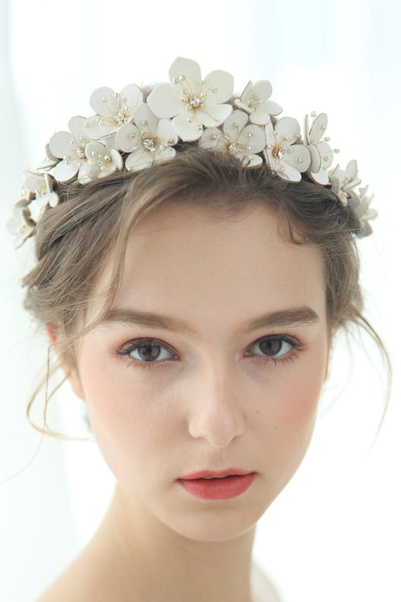 Load image into Gallery viewer, White Fairy Pearl Flower Bridal Headpiece