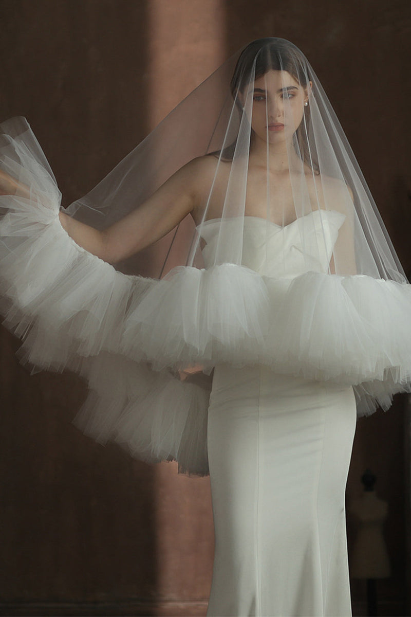 Load image into Gallery viewer, Multi Layer Ruffled Fluffy Bridal Veil