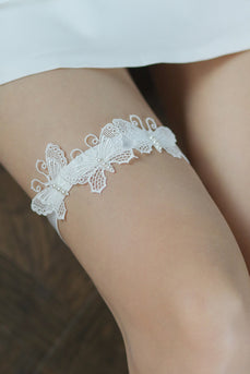 White Butterfly Lace Bridal Garters（Set of 3 ）