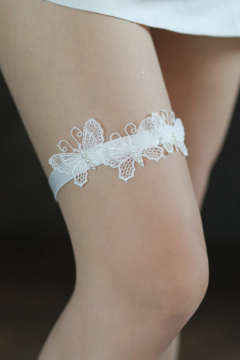 Load image into Gallery viewer, White Butterfly Lace Bridal Garters（Set of 3 ）