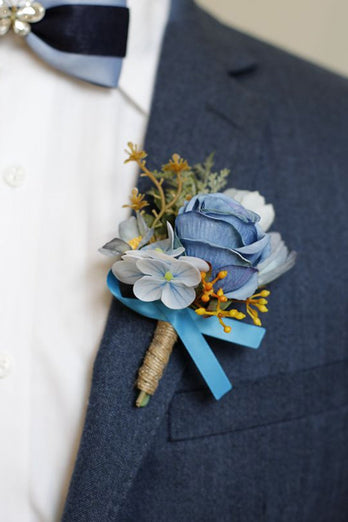 Apricot Prom Wrist Corsage and Men‘s Boutonniere For Wedding