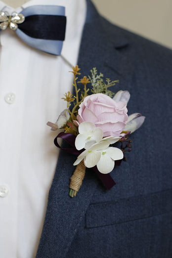 Apricot Prom Wrist Corsage and Men‘s Boutonniere For Wedding