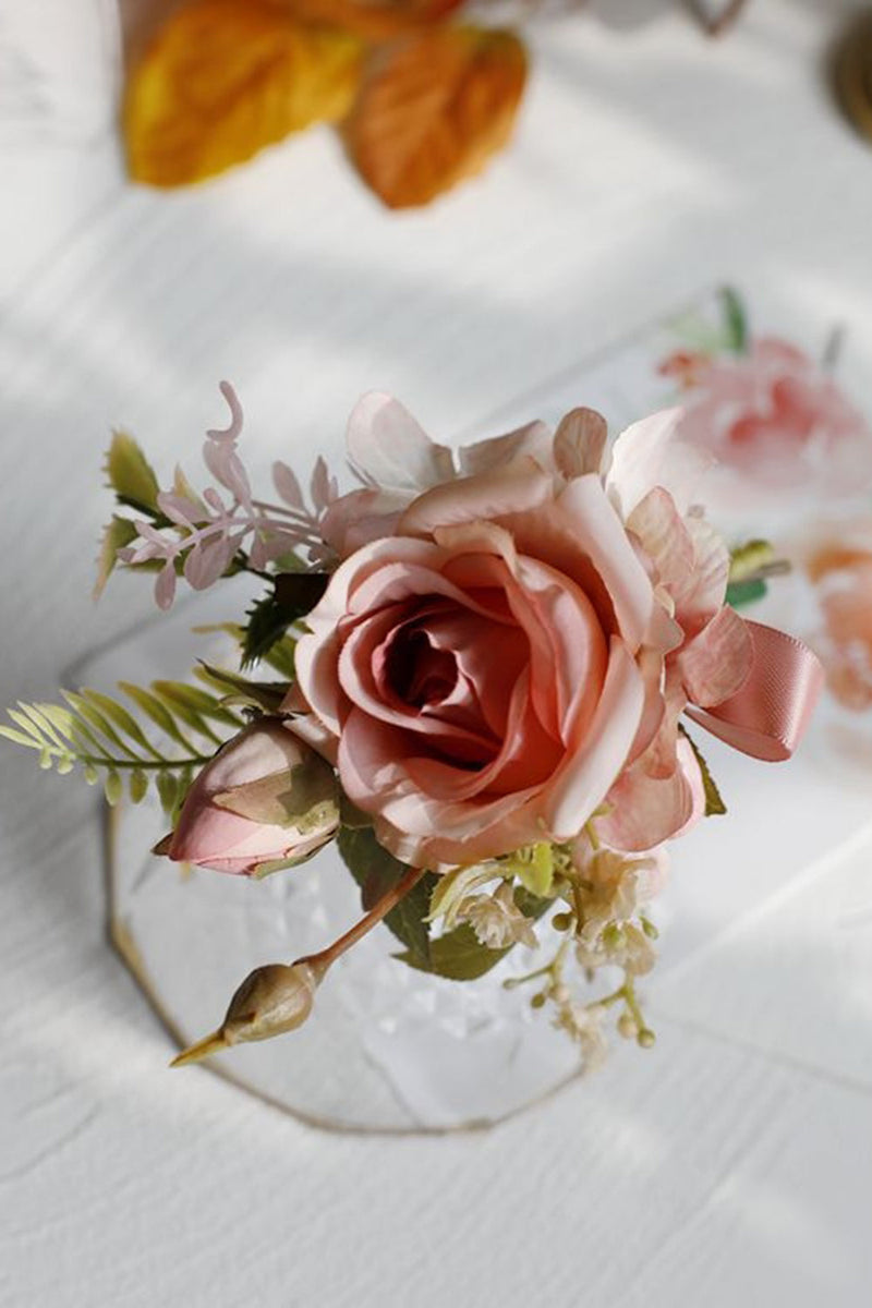 Load image into Gallery viewer, Elegant Blush Prom Wrist Corsage and Men‘s Boutonniere For Wedding Party