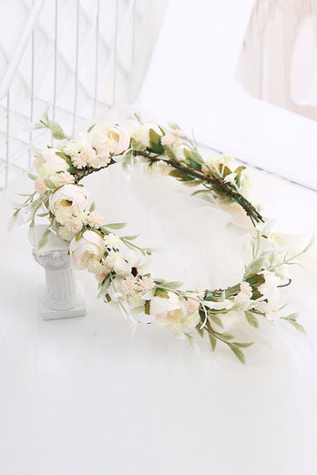 Blush Camellia Floral Crown Bridal Wedding Headband