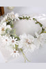 Load image into Gallery viewer, White Floral Wedding Headband Hair Wreath with Ribbon