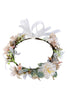 Load image into Gallery viewer, Champagne Floral Wreath Garland Bride Headband with Ribbon