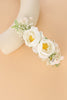 Load image into Gallery viewer, White Wrist Corsage Greenery Hair Comb Floral Bridal Headpiece