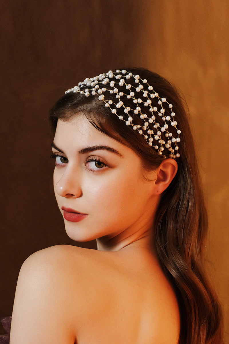 Load image into Gallery viewer, White Bridal Pearl Headbands Headpieces