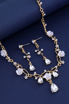 Golden Bridal Necklace Earring Set For Wedding